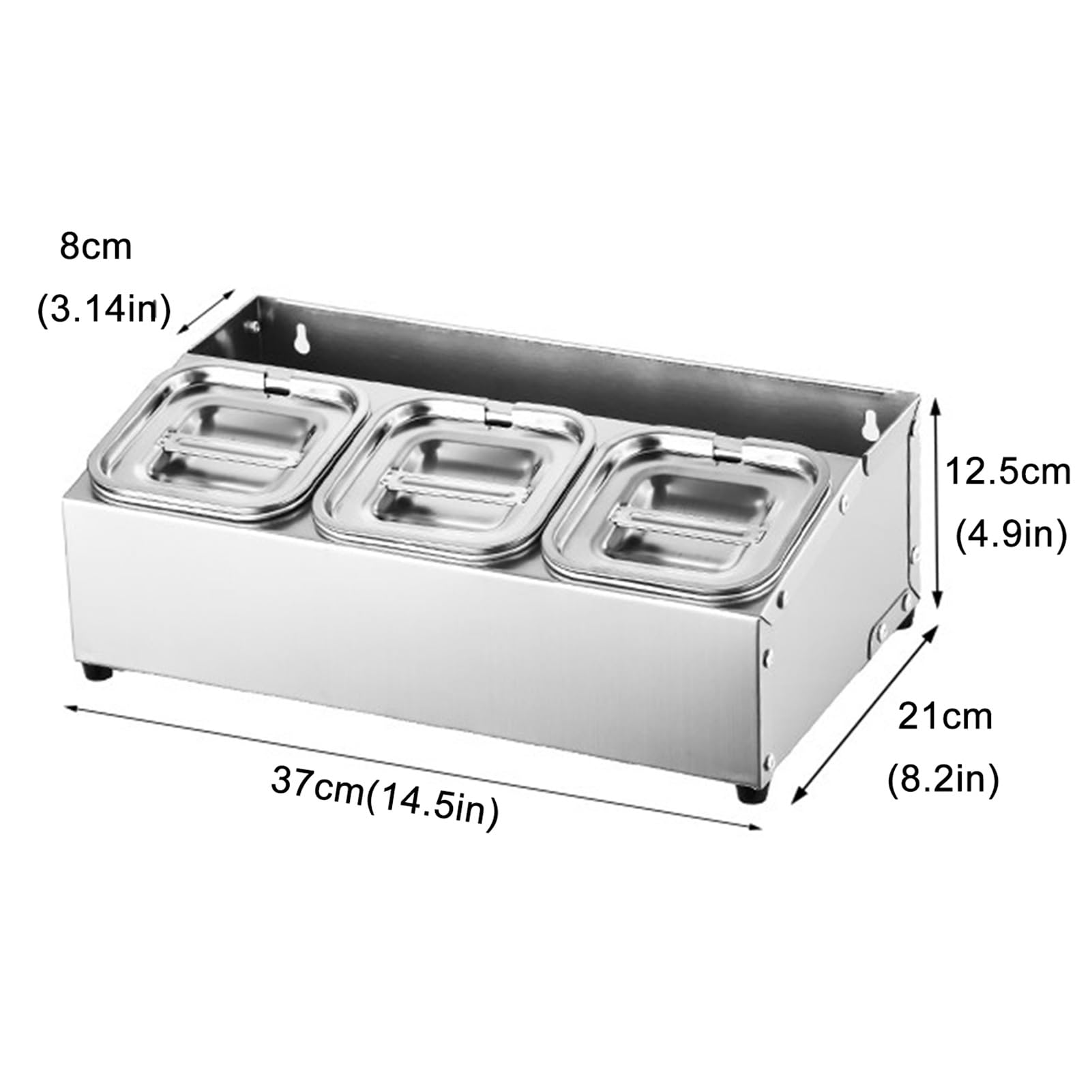 Vassoio in acciaio inox con coperchio, per condimenti per ristoranti, negozi di hot pot e negozi di tè al latte, versatile scaffale per condimenti e scatola portaoggetti