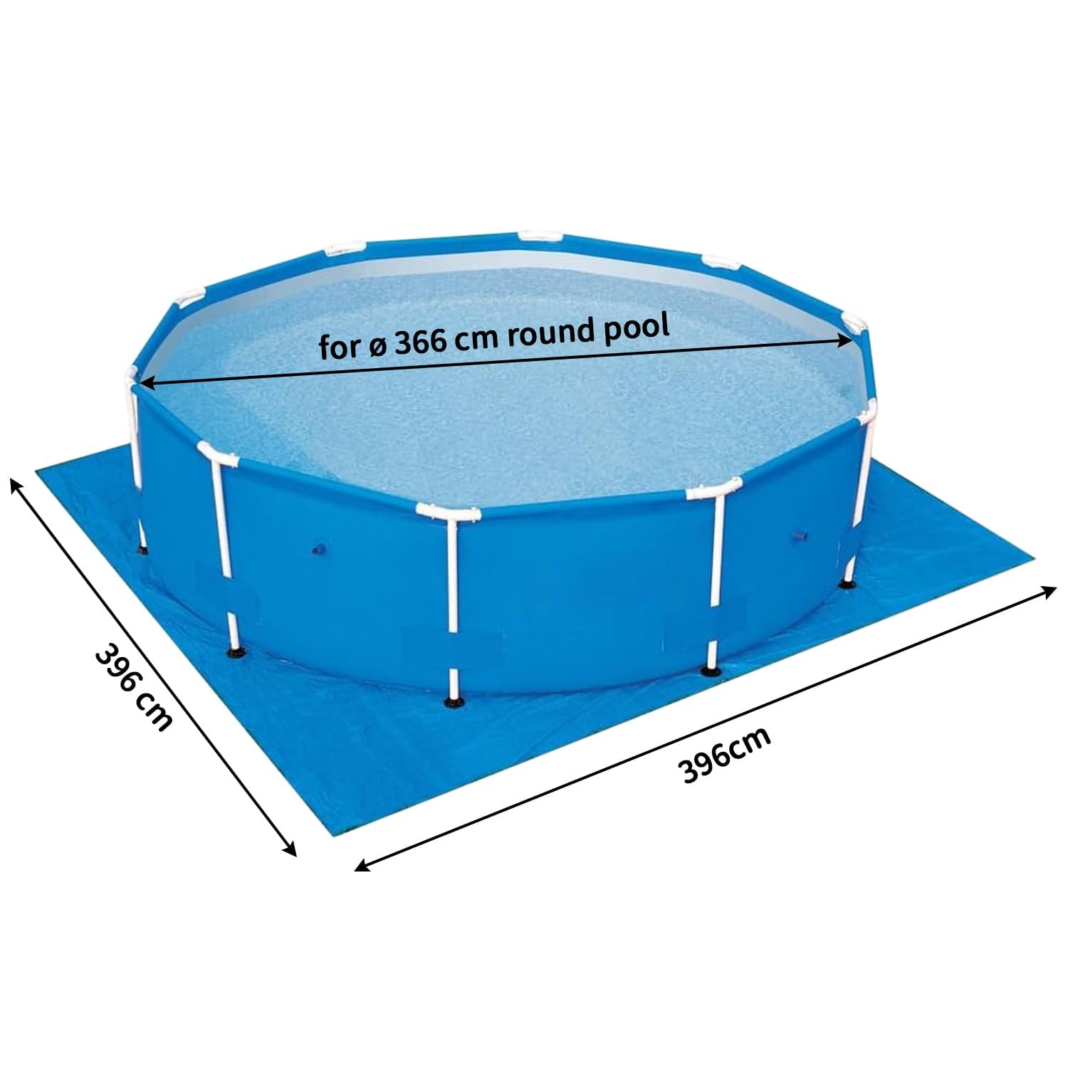 Base para piscina de forma redonda ø244cm ø305cm ø366cm - impermeable y antideslizante - Protección para el suelo de piscina al aire libre - Alfombras para piscina (para ø366cm)
