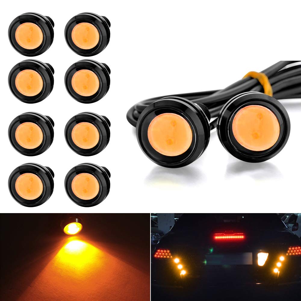 yongke 23mm Eagle Eye LED Bulb,DRL Light Ultra Thin Waterproof Black Aluminum Shell Car Motorcycle Turn Signal Light Fog Tail Backup Reverse Light,10-Pack