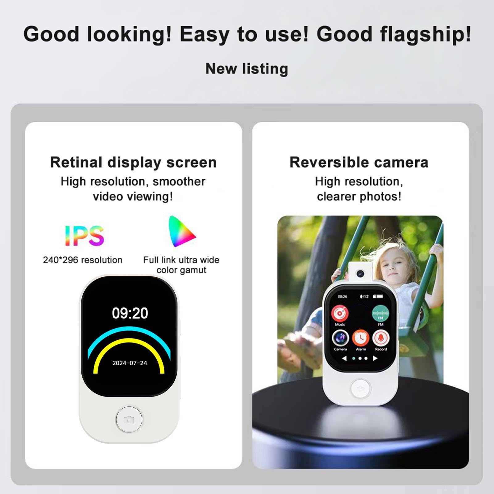 Reproductor MP3, 5.4 con Pantalla Táctil de 2.01 Pulgadas, Memoria Ampliable de 128 GB, Altavoz HiFi para Amantes de la Música y la Fotografía (con Tarjeta de Memoria de 128G)