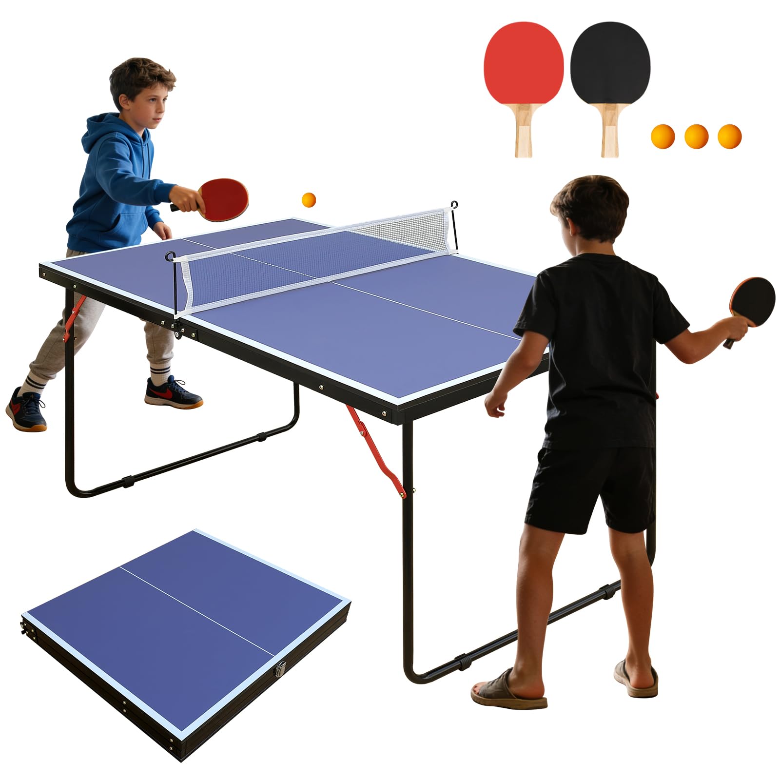 Ucootifly Folding Plastic Table 4ft/6ft/8ft Adjustable Height Portable Dining Table for Camping, Picnics, Parties, High Load Bearing Foldable Table