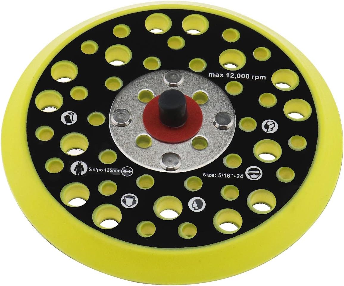 125mm 5 Inch Backing Pad Compatible with Mirka Ceros/Deros 44 Holes 5/16 Thread Attachment Sander Hook & Loop Backing Pad Power Tool Accessories