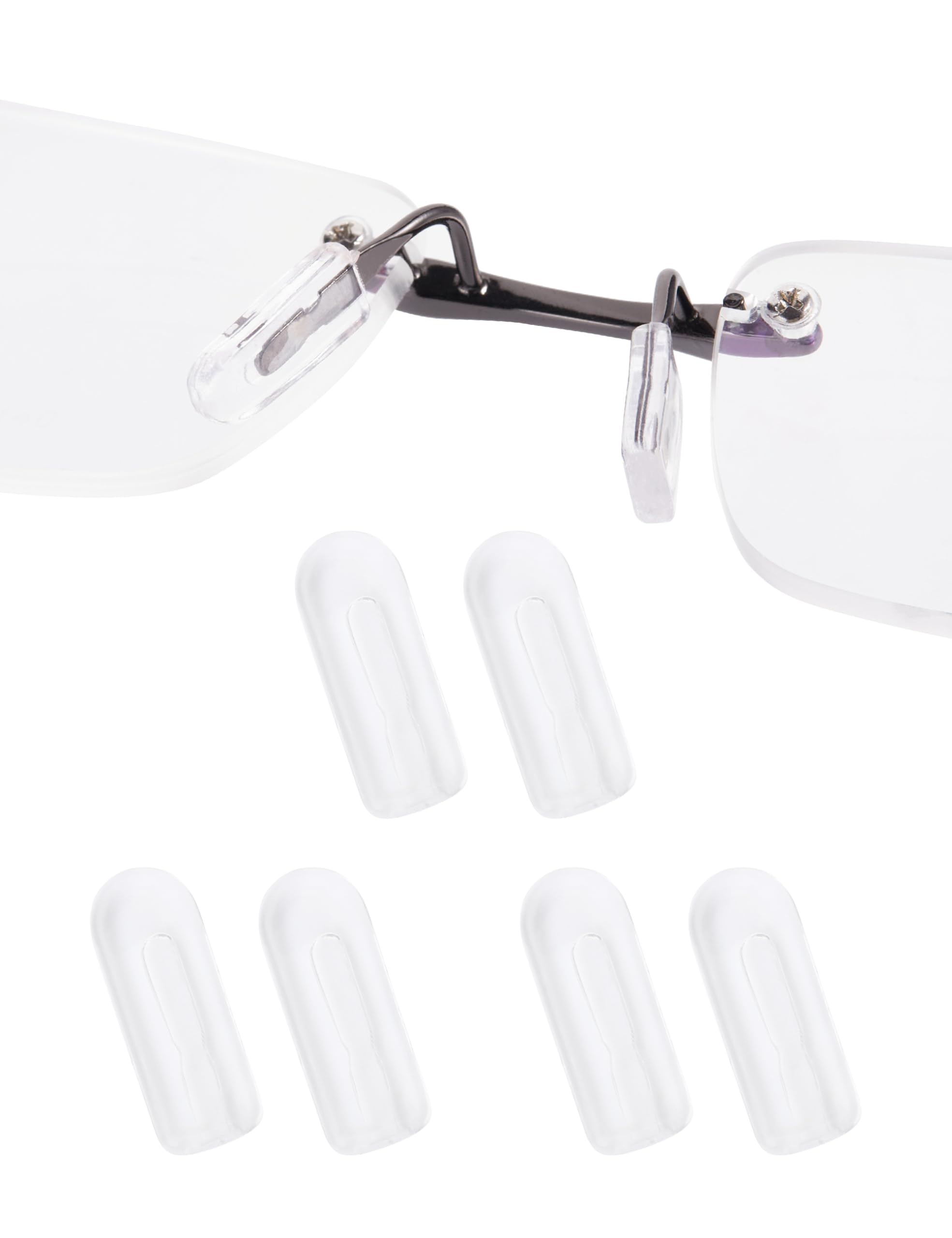 DROGO Silicone Eyeglass Nose Pads, Clear Rectangle Replacement Nose Pieces, Anti-Slip Plug-in Nose Pads