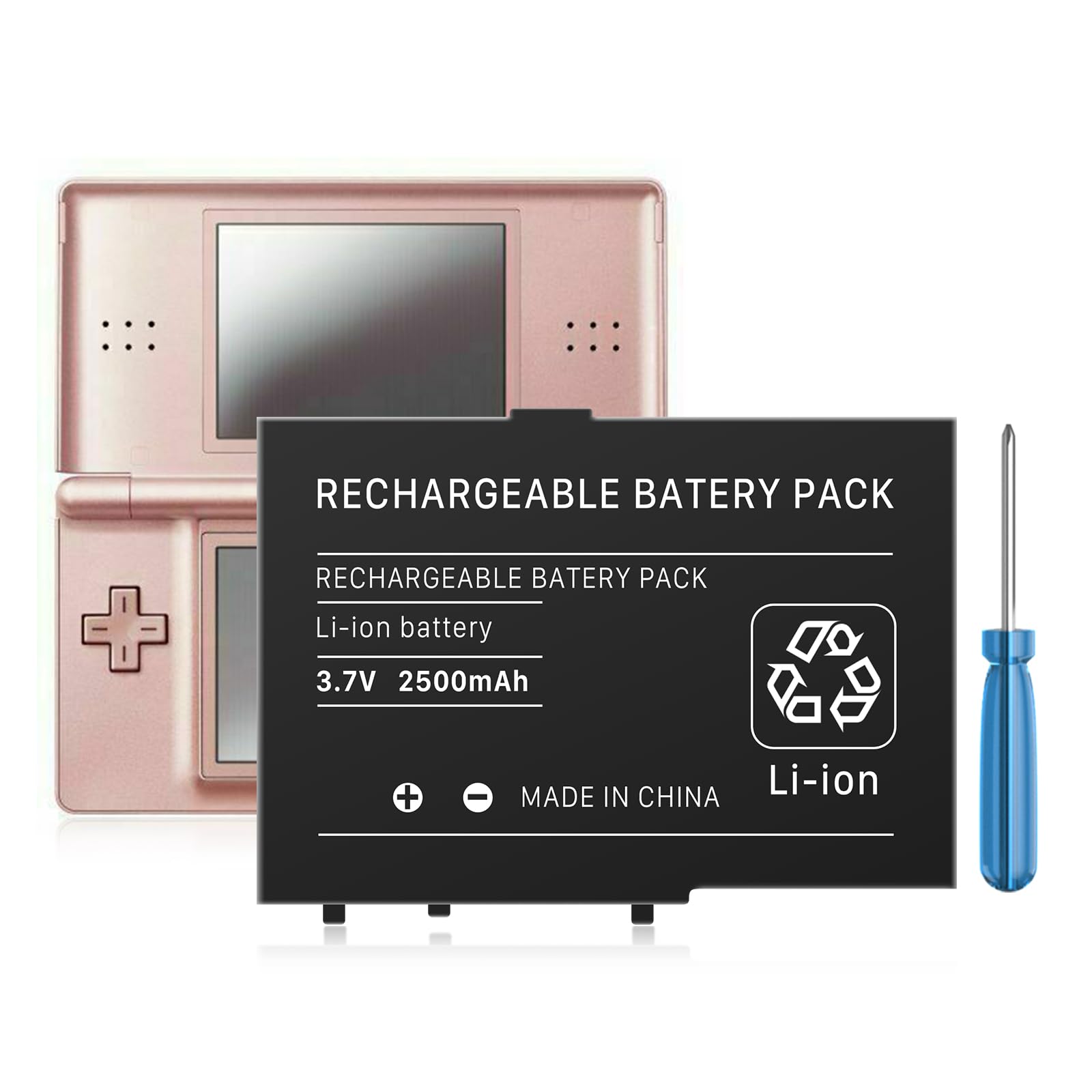 DS Lite Battery, USG-003 2500mAh Li-ion Replacement Battery for Nintendo DS Lite, NDSL Game Player, with Repair Tool Kit (Not for Nintendo DSi, DSi XL, DSi LL)