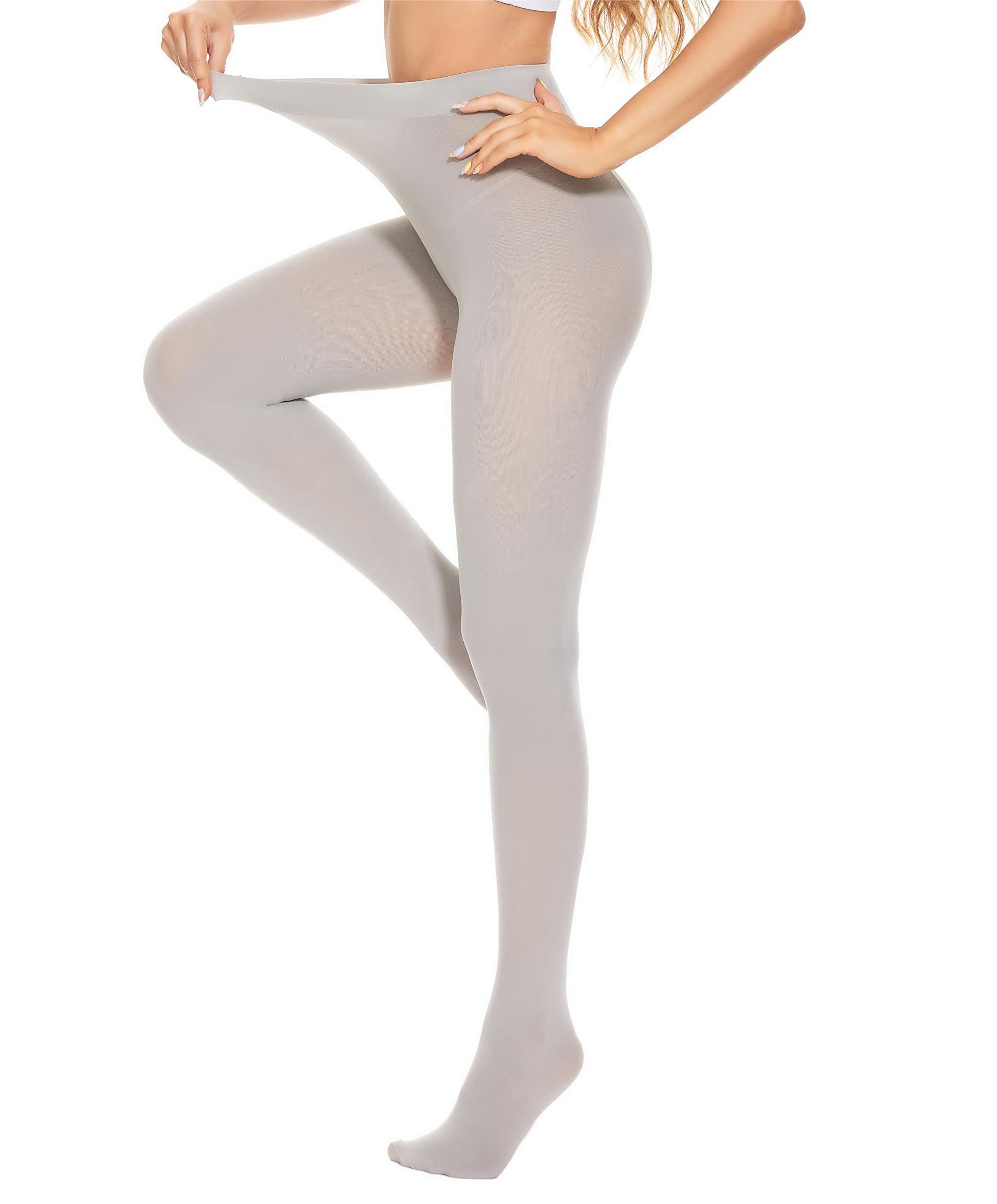 Sponsored Ad – Womens 80 Denier Opaque Tights, Soft Solid Color Footed Tights for Women, Stretchy Pantyhose with 30+ Colors(S-M, Grey)