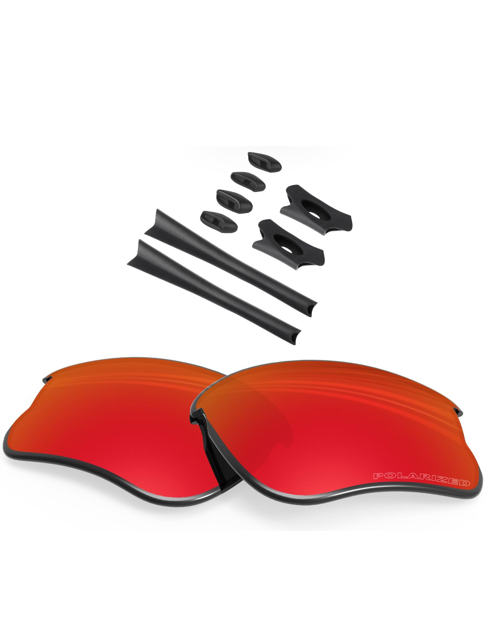 BlazerBuck Anti-Salt Polarized Replacement Lenses & Sock Kit for Oakley Flak Jacket XLJ - Fire Red