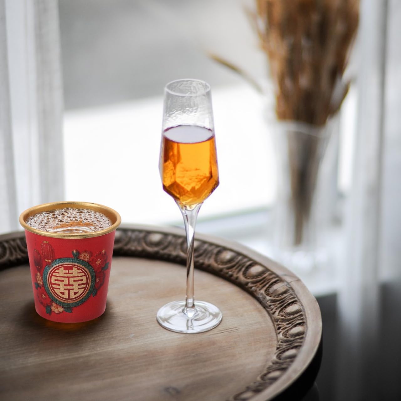 Garneck 50 Pack Red Paper Cups for Chinese Wedding: Disposable Small Hot Drink Cups for Tea Coffee Thicken Paper Teacup for Birthday Holiday Christmas Party Decoration Supplies - Image 4