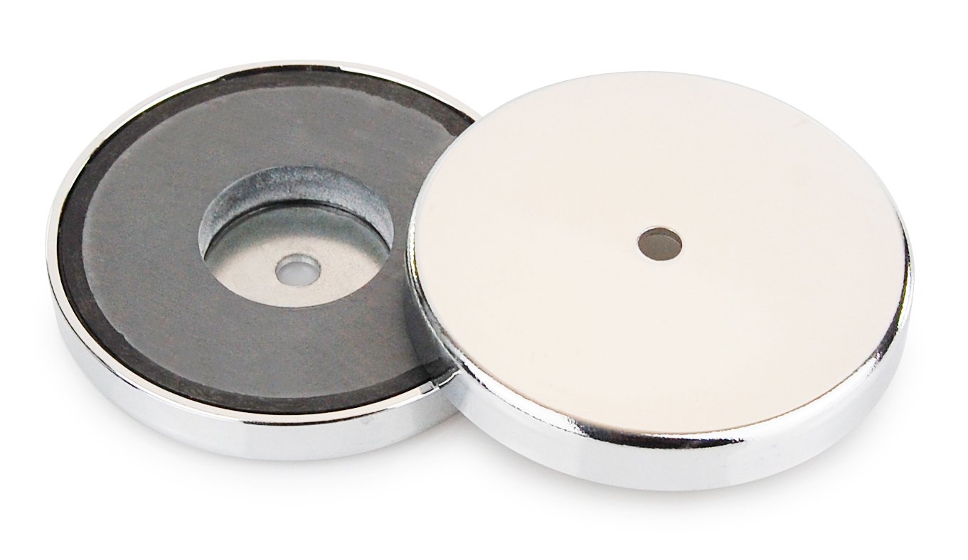 6 x Aimant rond 81 x 10 mm à 43 kg, aimant puissant ronde chromé