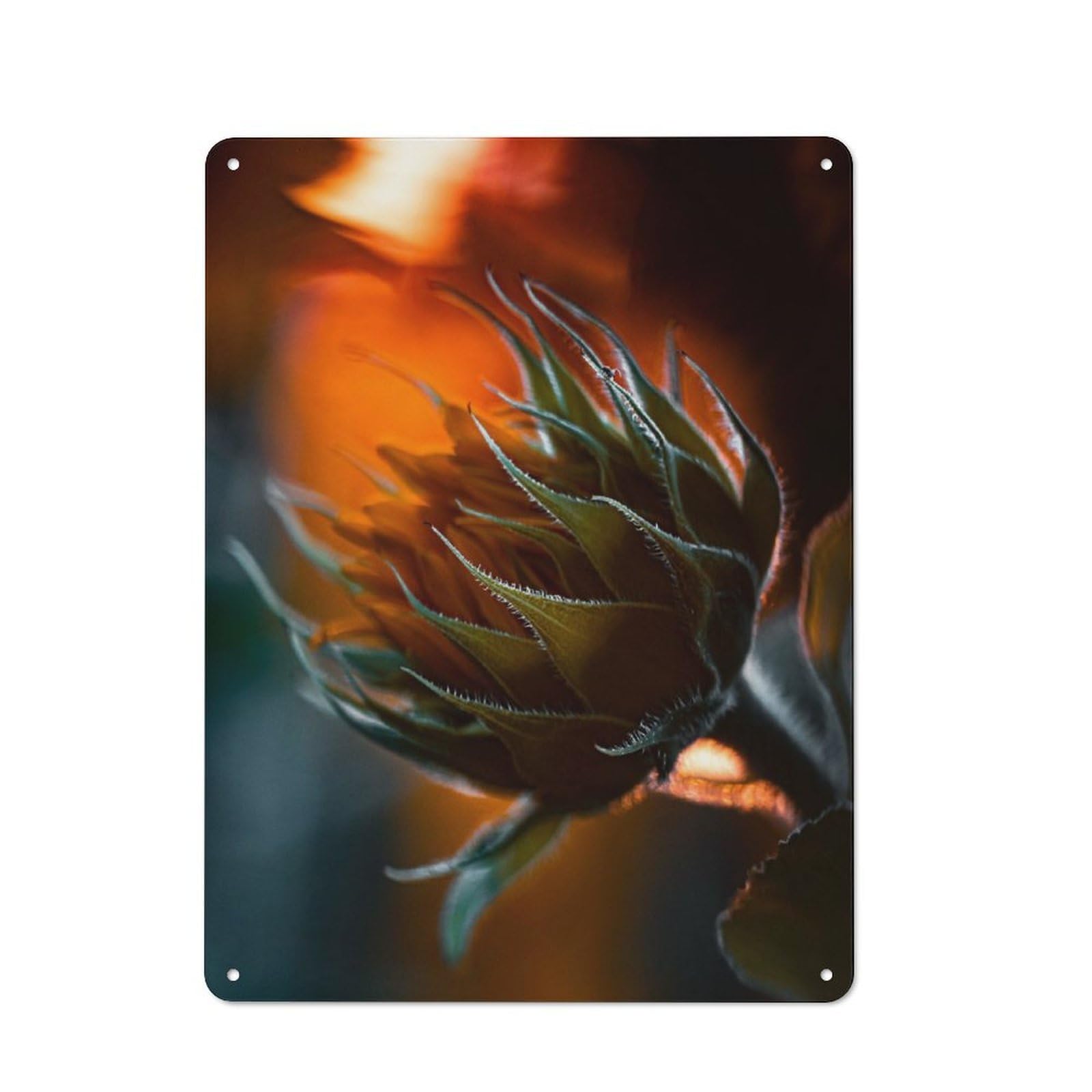 Junmoney Fire Sunflower Retro Tin Sign 40X30cm Featuring For Bar Or Restaurant, For Metal Sign Collectors, For Garage And Workshop Walls