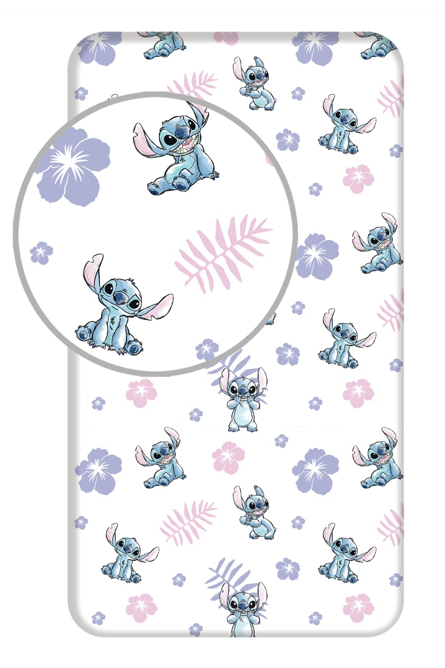 Lilo et Stitch Parure Lit 3 Pièces 140x200 + Taie 65x65 + Drap-Housse Coton