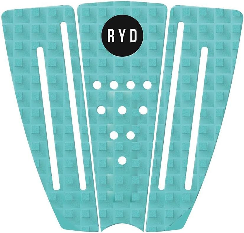 Ride (RYD) Deck Pad, Traction [Good Vibes Square] 3 Pieces, 0.2 inch (5 mm) Thick, for Narrow Tails & Short Boards, Tail Kick 1.1 inches (27 mm), 3M Tape Adhesion, Aqua TD40060350