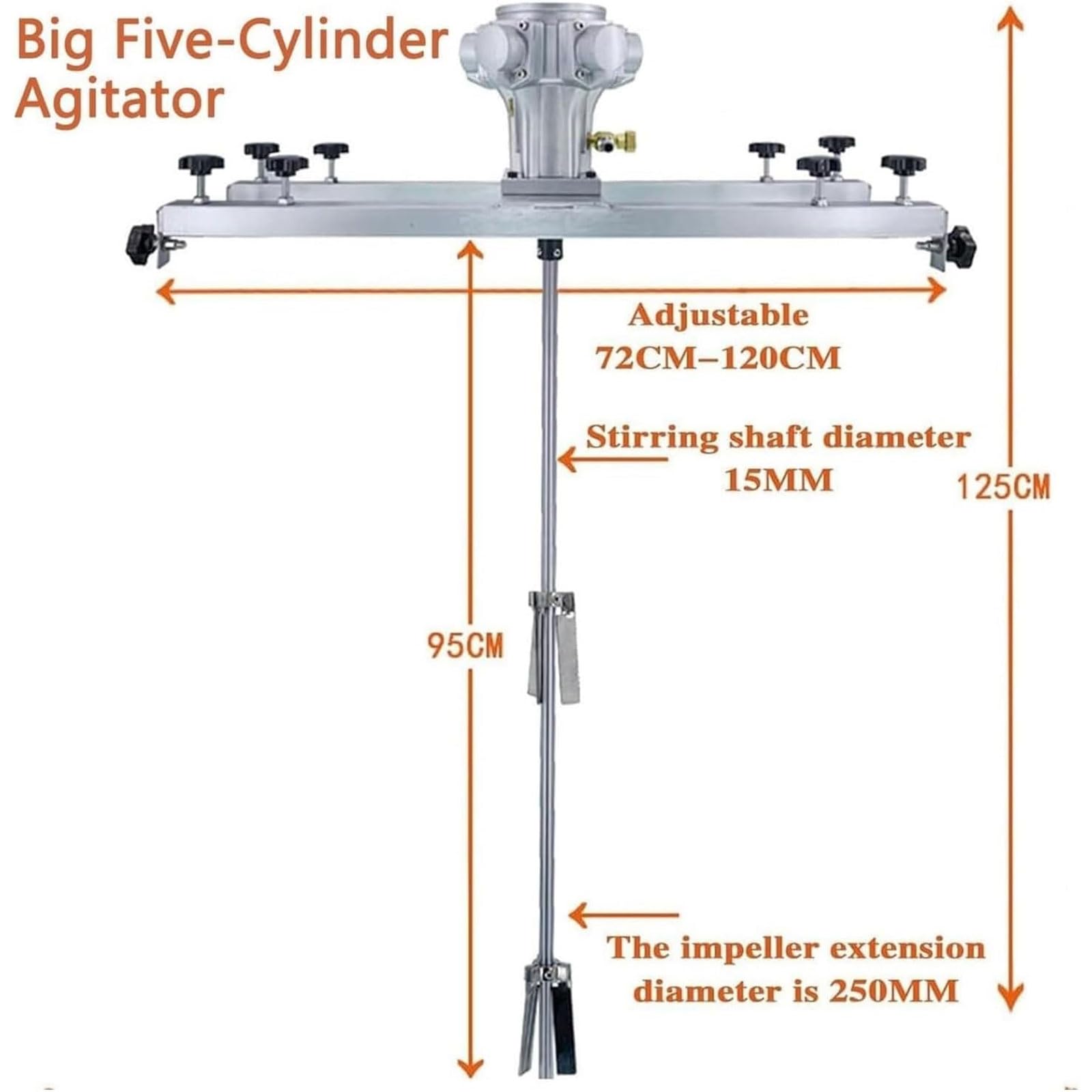 Mezclador De Tanque con Palas Plegables, Agitador Neumático BC De 1 Tonelada con Soporte, Velocidad Ajustable De 0 a 1800 RPM, Hélice Plegable, Agitador Neumático para Materiales De Recubrimiento