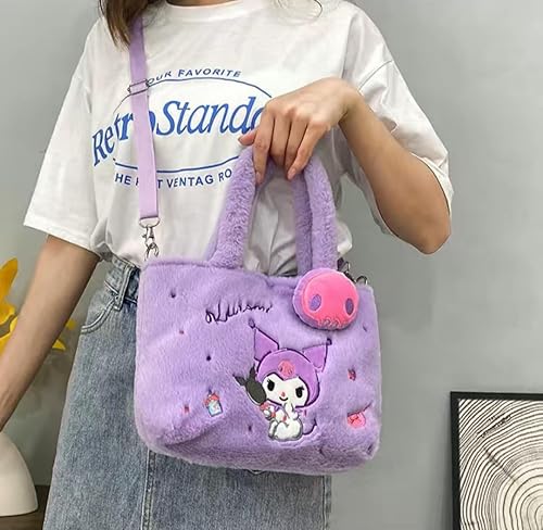 Miniatura 2 de Bolso esponjoso lindo Kawaii Sanrio Hello Kitty My Melody bolso de manolateral suave bandolera bandolera, Púrpura