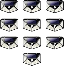 Luminaria Solar 100 leds branco quente Sensor de Movimento Presença Kit 10 Uni 3 Funçoes Lampada Iluminaçao