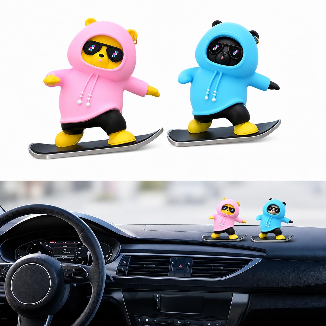 Amazon.co.jp: カートゥーンベア車用置物【公式】スケートボード 車