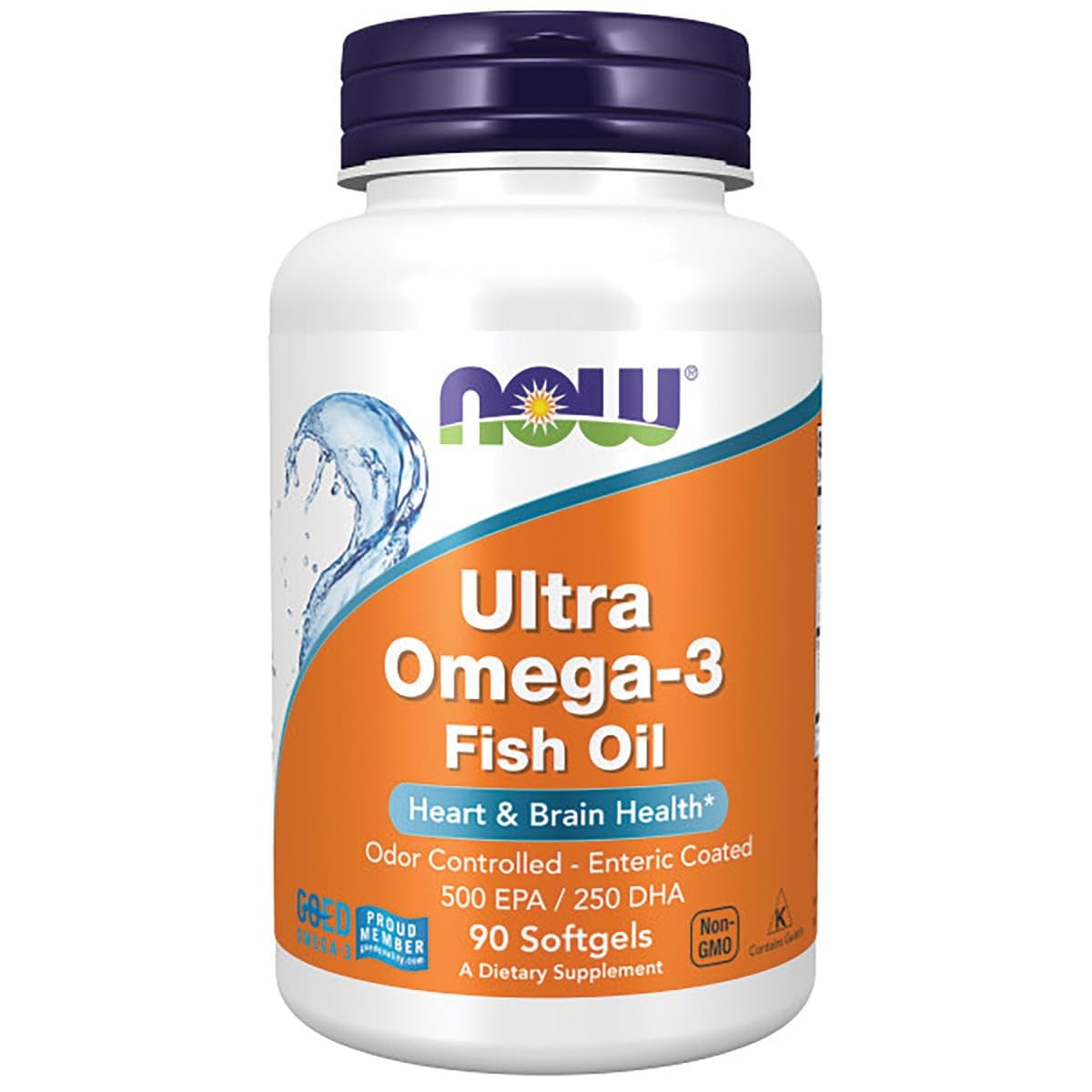 Now Foods Ultra Omega-3 Fish Oil 90 Softgels | Heart & Brain Health | Odor controlled - Enteric Coated 500 EPA / 250 DHA Softgels