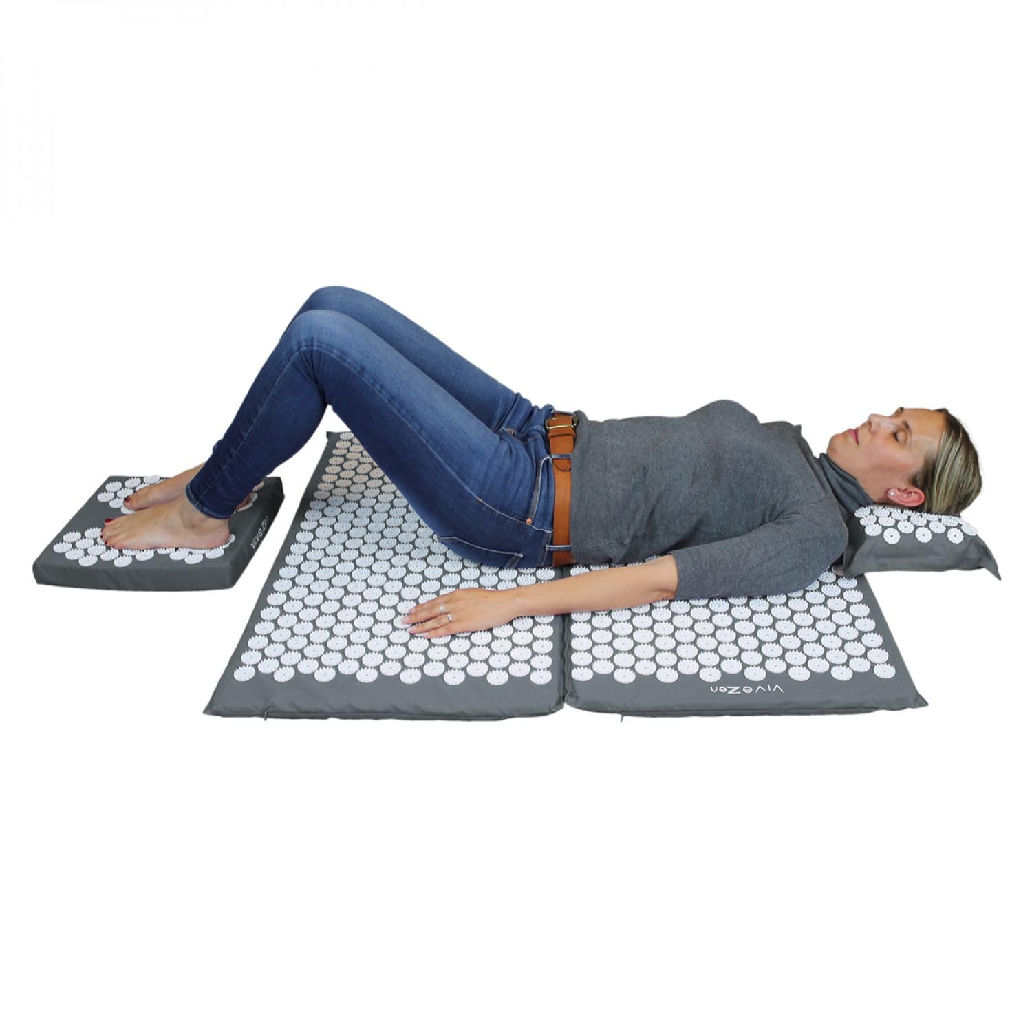 Vivezen - Kit de acupresión, alfombra, cojín y reposapiés con bolsa de transporte, 4 colores