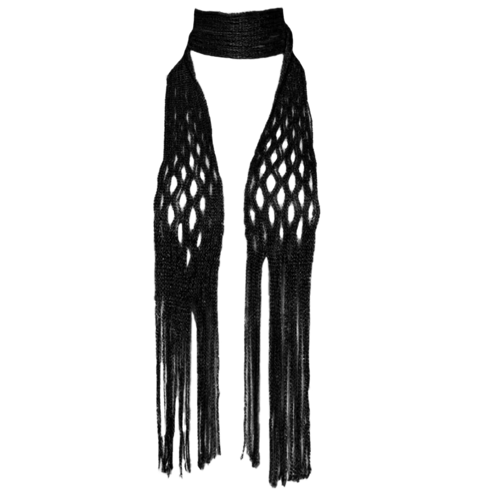 Greabuy Women's Black Scarves For Skinny Scarf Thin Choker Knit Belt Stripe Long Tie Scarf Bag Handle Wrap Shawls And Wraps For Scarf Gifts