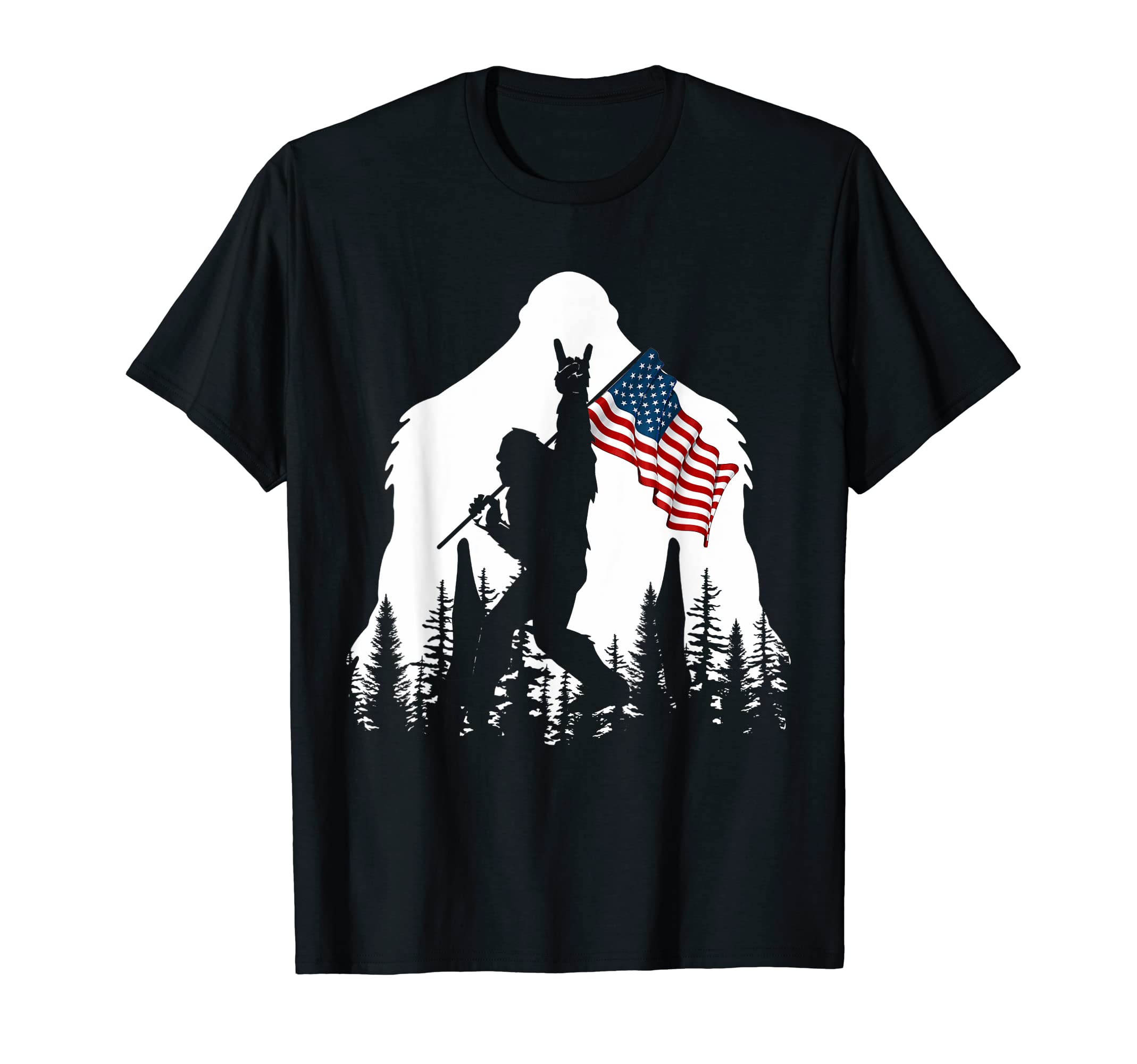 Sponsored Ad - Bigfoot Rock On Hold American Flag Sasquatch Believers T-Shirt