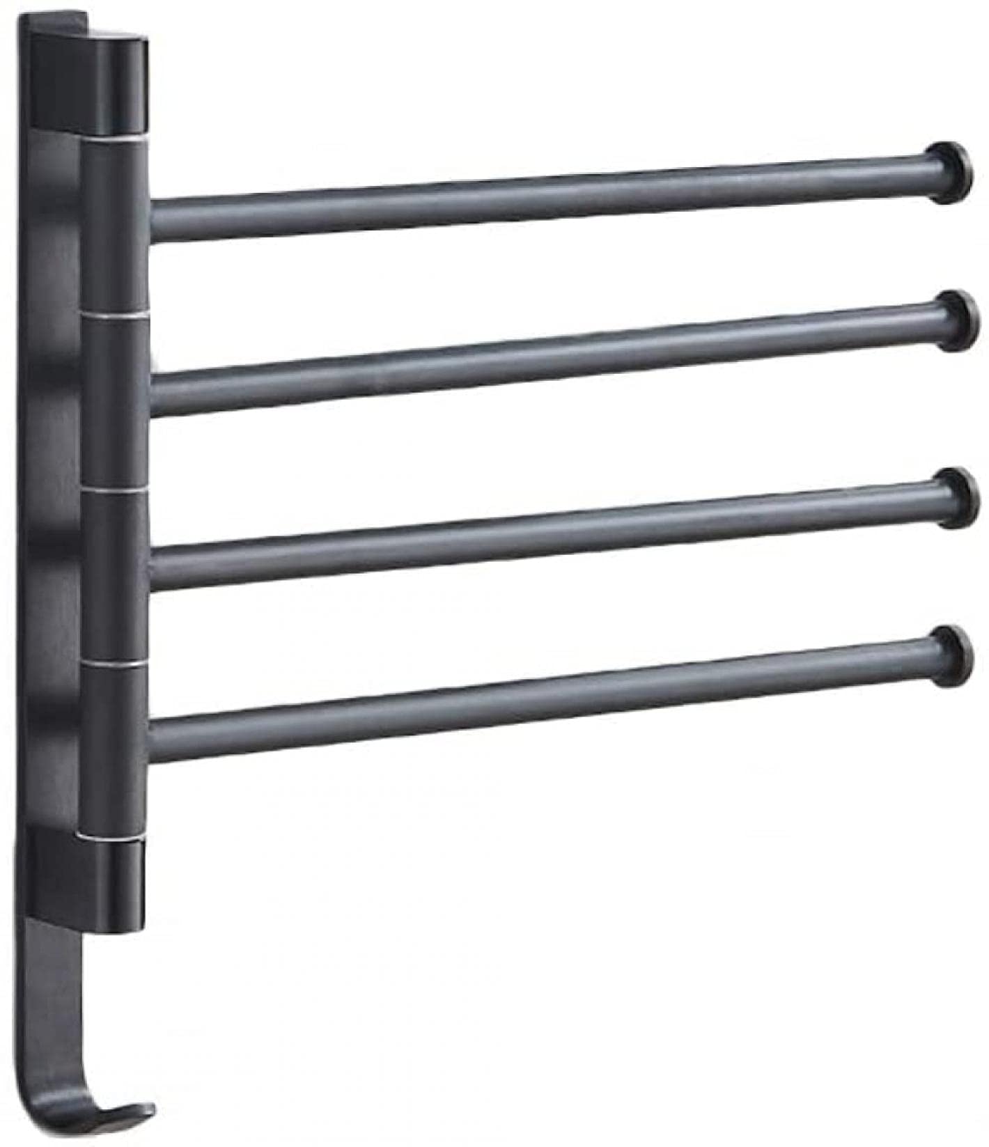 Porte-serviettes rotatif 4 bras en acier inoxydable noir pour moderniser votre douche