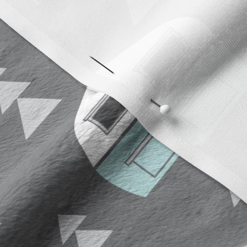 Spoonflower Fabric - Trailer Vintage Turquoise Charcoal Camp Camping Camper Retro Caravan Printed on Minky Fabric by The Yard - Sewing Baby Blankets Quilt Backing Plush