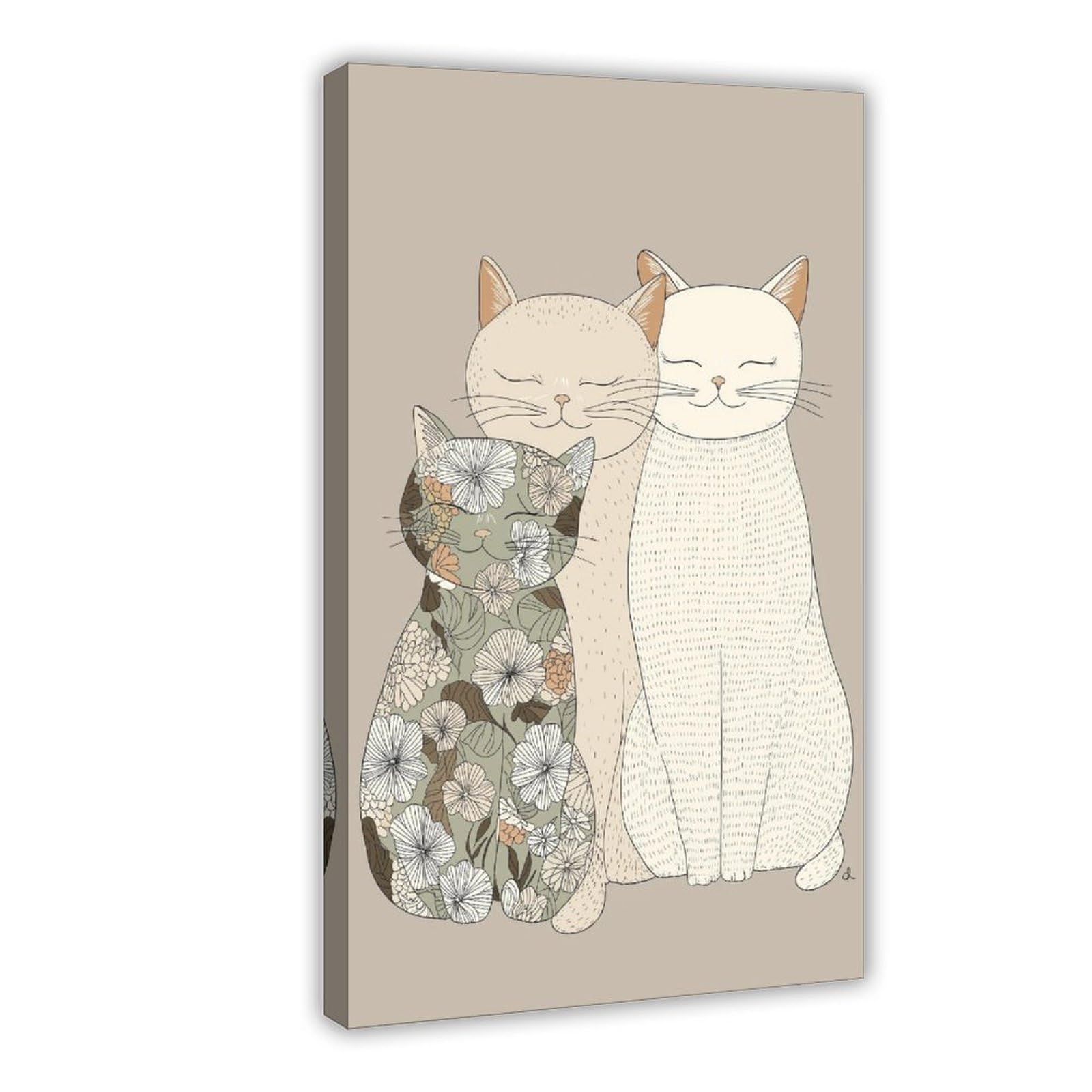 MRYCQ Cute Cat Family Poster Canvas Poster for Living Room Decor Gift