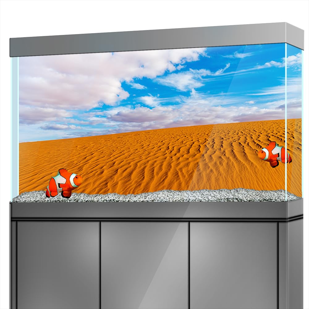 LYYAB Aquarium Background Stickers - Dune Sky Self-Adhesive Fish Tank Reptile Terrarium Decor Poster (120 x 60 cm / (47.2 x 23.6 inches))