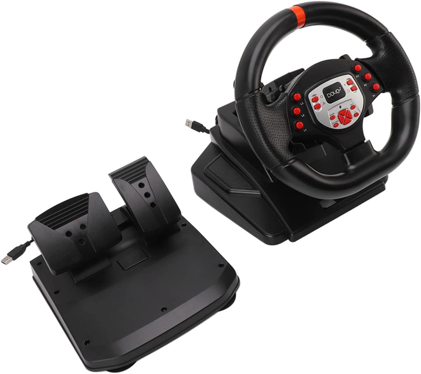 PC Steering Wheel, 180 Degree Race Steering Wheel Driving Force Racing Wheel with Sensitive Pedal for PC Game, Driving Simulator Playstation Steering Wheel PC Wheel Gaming