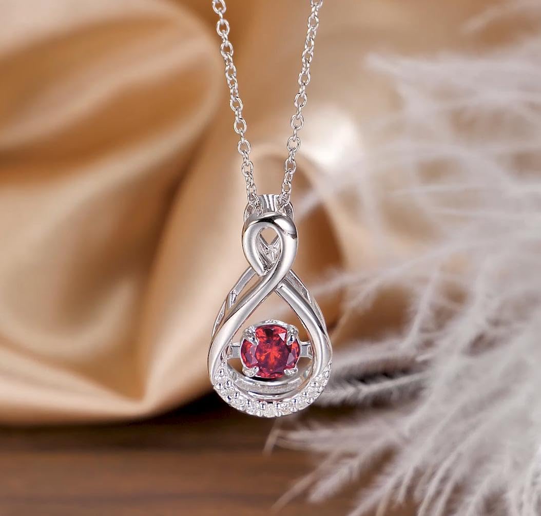 SISGEM Natural Diamond and Cubic Zirconia Infinity Necklace for Women, Fine Birthstone Jewelry Gifts for Her 18-20 Inch - Image 4