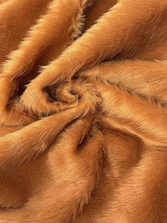 Tissu fausse fourrure gingembre châtaigne uni 10m x 150cm pour couture et création de déguisement