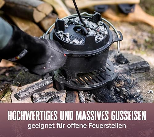Grillfürst Dutch Oven Einsatz - Feuerrost aus Gusseisen für Dutch Oven & Feuertopf - Hitzebeständig, Robust & Vielseitig für Grill & Outdoor