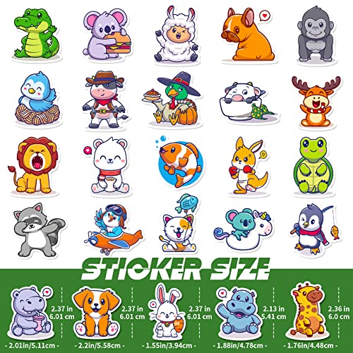 50Pcs Cute Cartoon Animal Stickers Pack, Kawaii Funny Vinyl Waterproof Stickers For Water Bottles, Skateboards, Laptop, Funny Animal Decals Bulk For Kids Students (Green Dinosaur) #TOP2