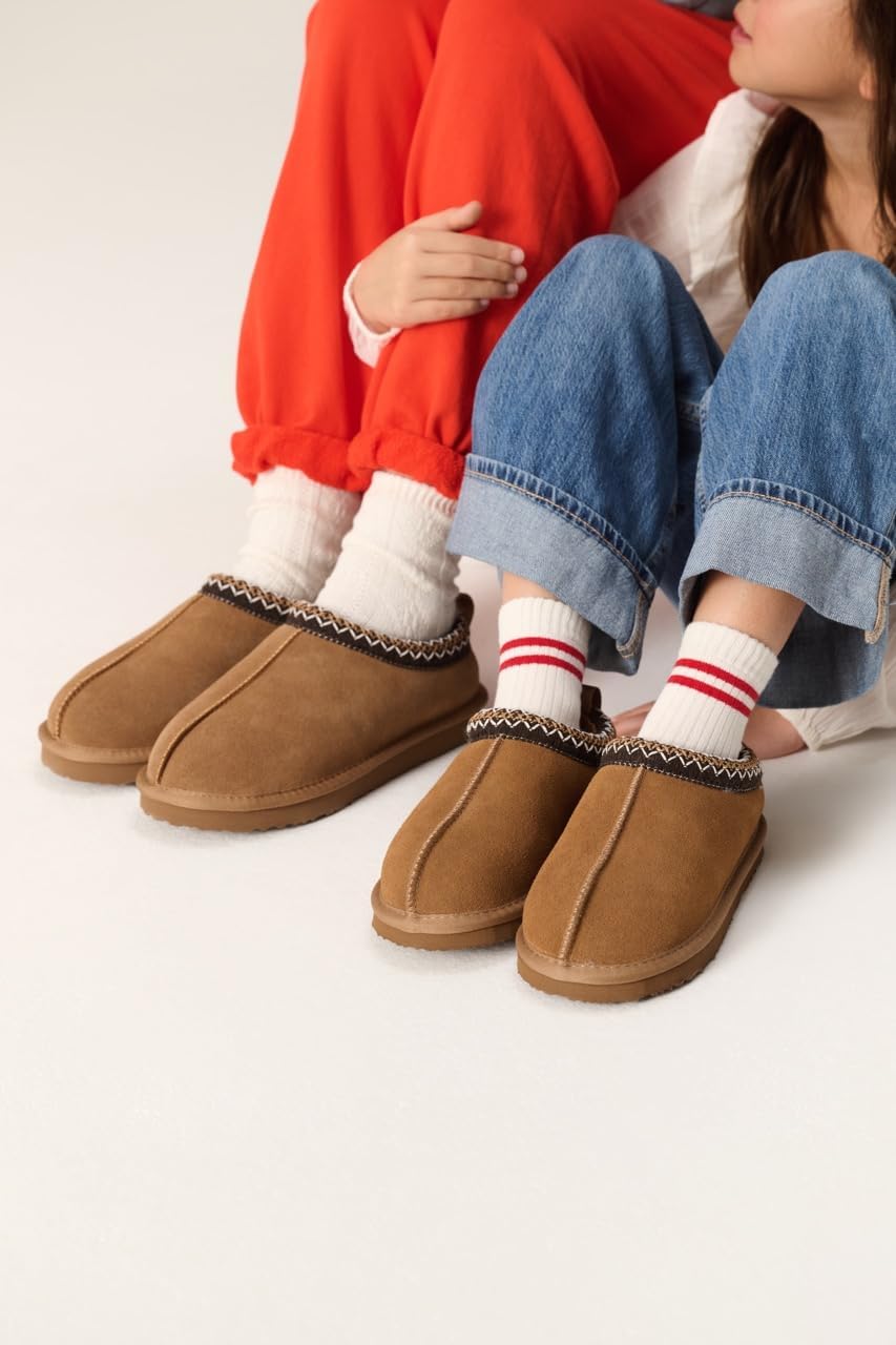 Project Cloud 100% Genuine Leather & Australian Shearling Slippers for Kids - Memory Foam Fuzzy & Non-Slip Fluffy Slippers Girls Footwear & Boys Footwear, Kids Unisex Shoes