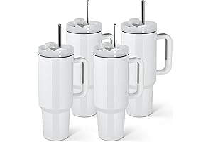 AGH 4 Pack 40 oz Sublimation White Tumbler with Handle for Personalized Designs
