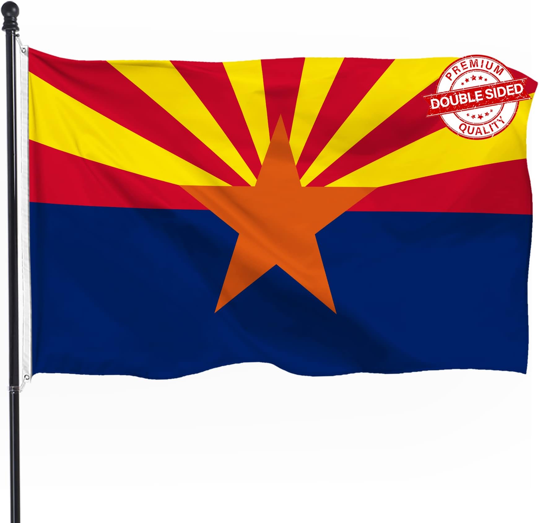 POZOY 3x5ft Double Sided Arizona State Flag, Upgraded Heavy Duty 3 Ply Polyester AZ State Flags, Vivid Print, Fade Proof, Double Stitched and Brass Grommets for Indoor and Outdoor Decor (Arizona)
