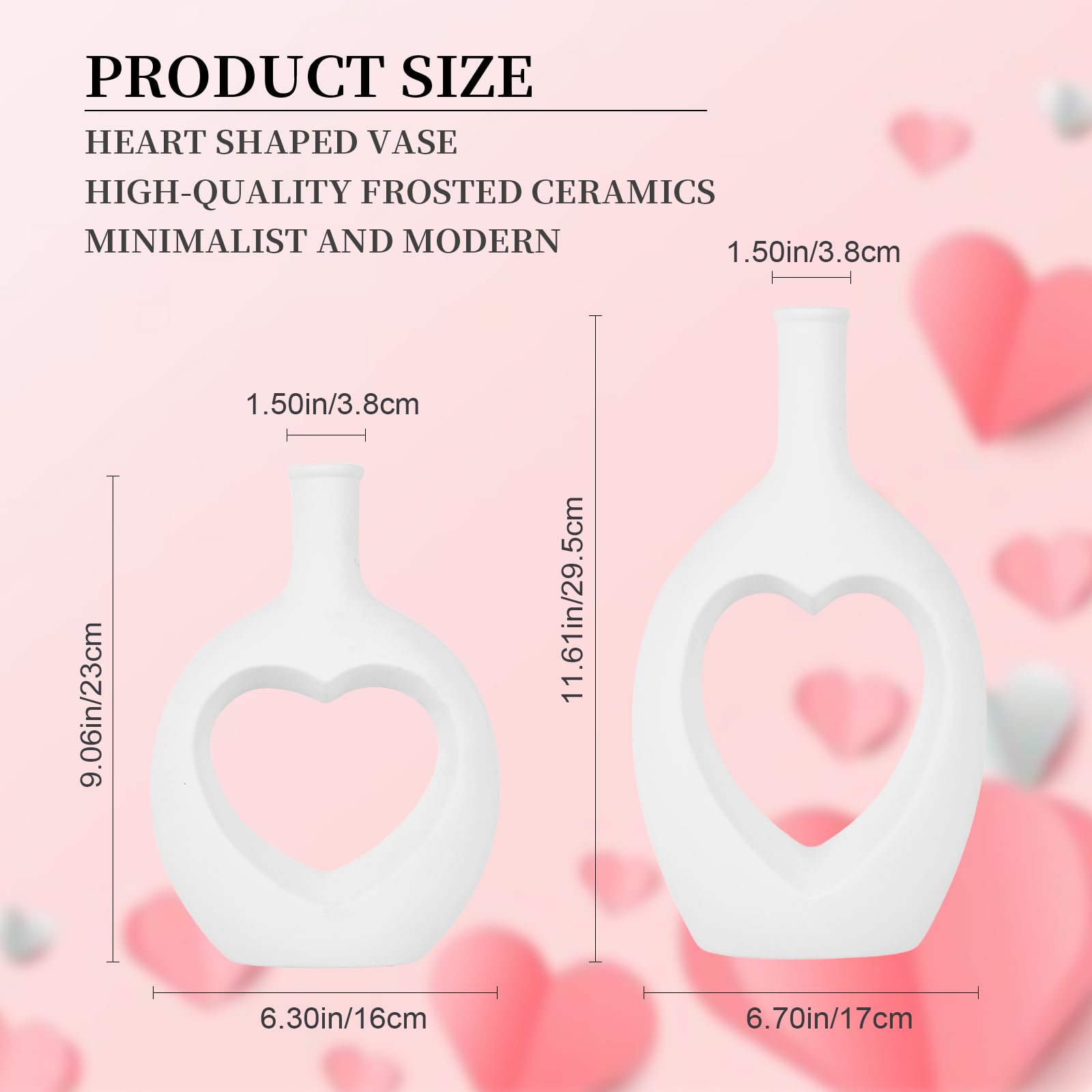 2 Pezzi Vaso In Ceramica A Forma Di Cuore,Vasi Bianchi Per La Decorazione Domestica,Decorazioni Per Tavolo Da Pranzo Centrotavola Bouquet Estetico Per Sala Da Pranzo Di Nozze Soggiorno Decorazione
