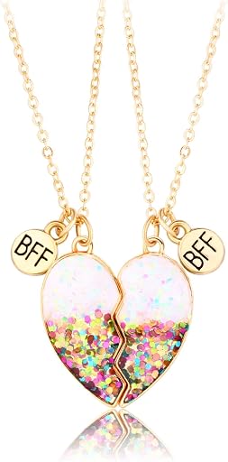Lezmoii Friendship Necklace Best Friend Necklace Matching Magnetic Unicorn Mermaid BFF Necklace for 2 Girls Friendship Gifts