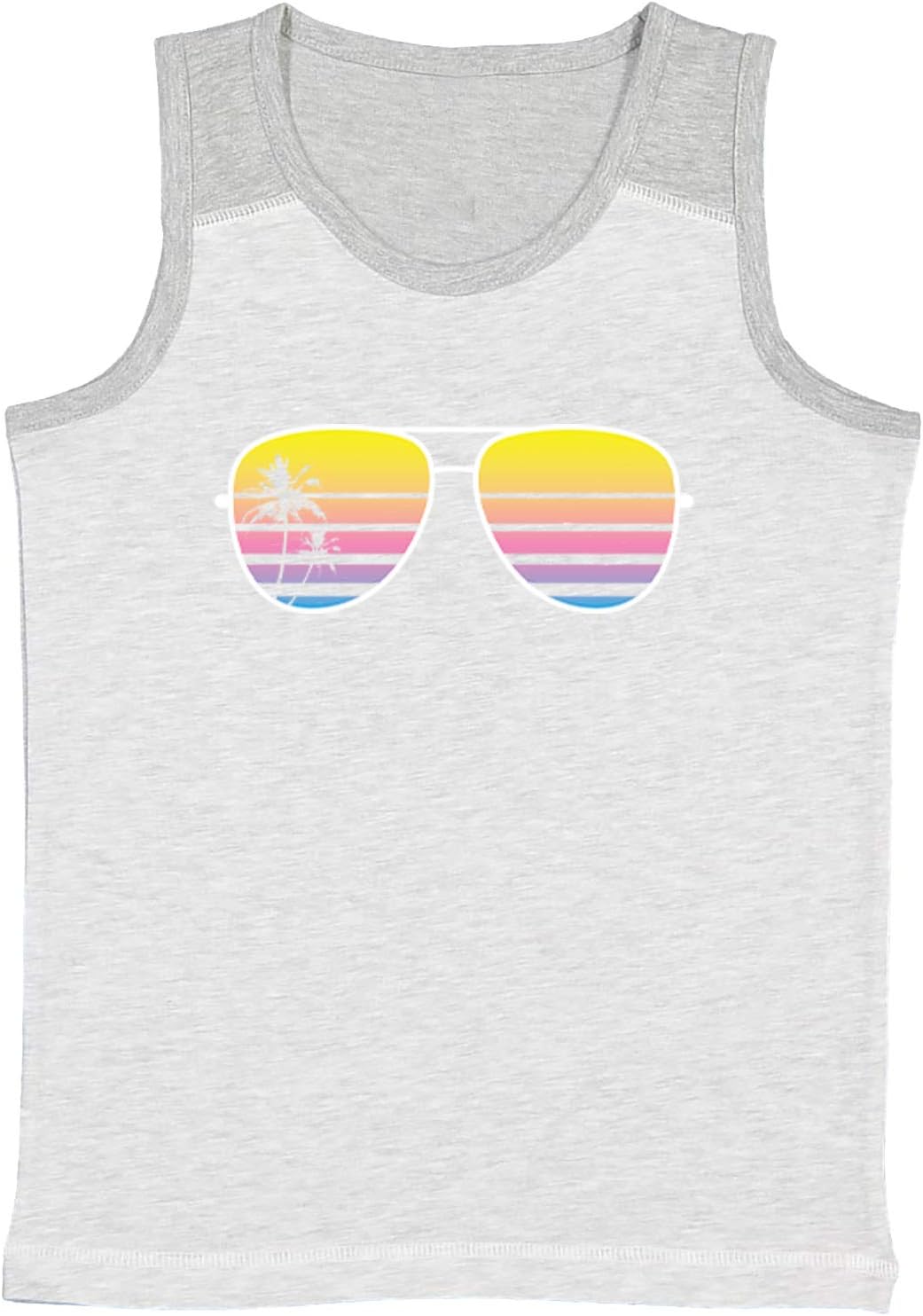 Sunglasses - Palm Tree Silhouette Youth Contrast Back Tank Top