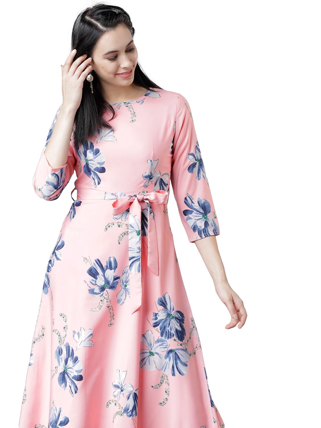 Women's Three-Quarter Sleeves Boat Neck Printed Dresses | Stylish Dresses | Casual Dresses-image-28