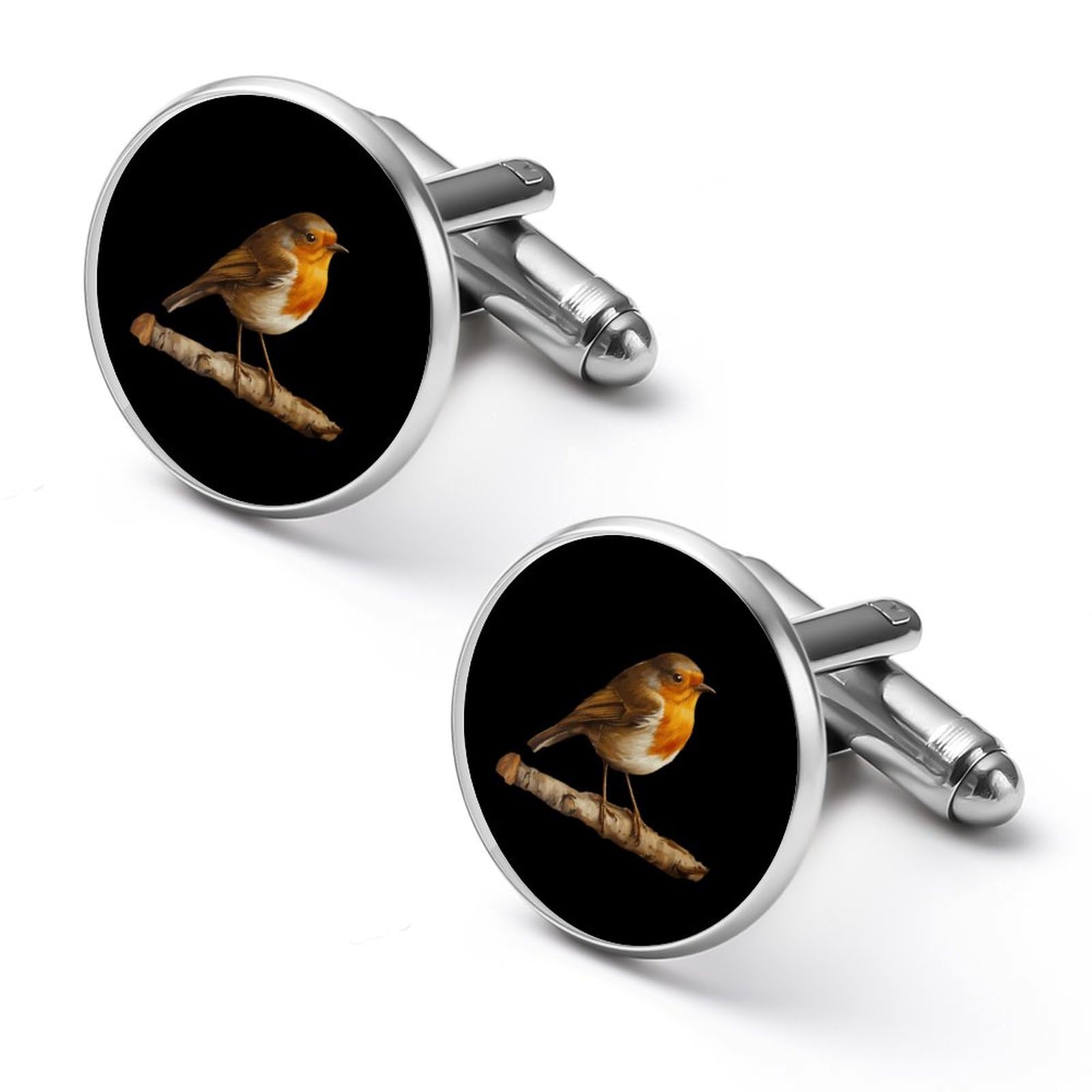 Generic Gemelos personalizados con diseño de petirrojo sobre madera para hombre, clásico, negocios, boda, camisa, gemelos, regalo de 0.7 pulgadas y 0.8 pulgadas