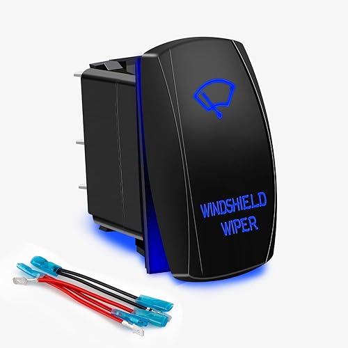 Miniatura 19 de Rock Lights - Interruptor basculante de 5 pines láser encendido/apagado luz LED azul 20A/12V 10A/24V interruptor de palanca con set de cables puente