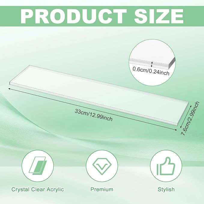DERTE 4 unidades de estantes para botiquín de acrílico transparente de 13 pulgadas, grosor 1/4 pulgada | Estantes de reemplazo para botiquines de baño, cocina y sala miniatura 2