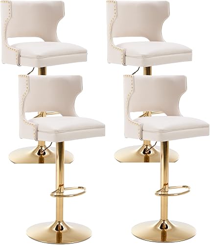 Miniatura 9 de CIMOTA Juego de 2 taburetes de bar giratorios de 30 pulgadas de altura con respaldo, taburetes de bar con patas de madera para cocina, isla, hogar,
