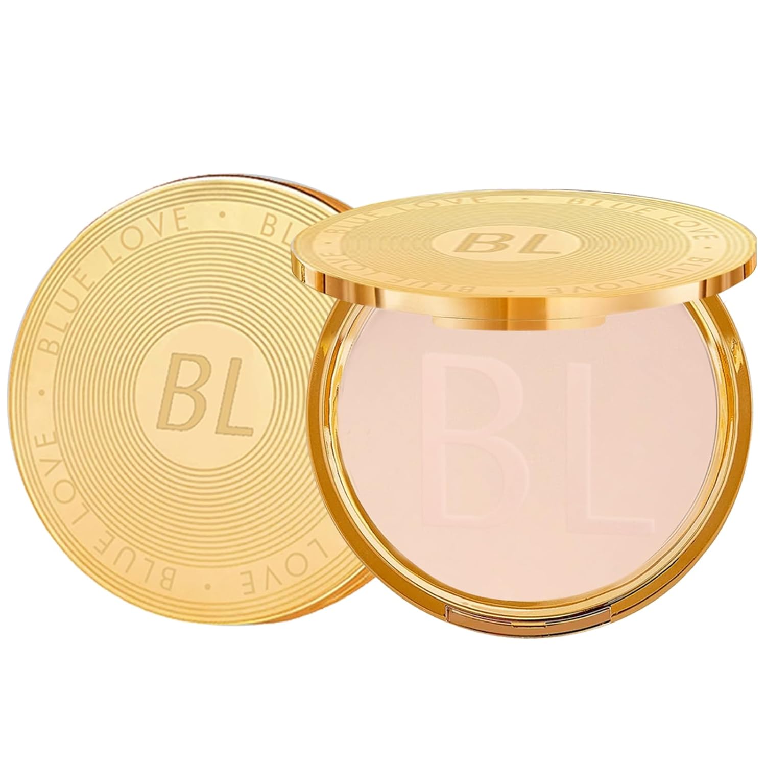 BLUE LOVE Pressed Powder Foundation – Lightweight, Oil-Free Compact Makeup, Medium to Full Coverage, Matte Finish, Shine Control, Long Lasting – For All Skin Types (Natural)