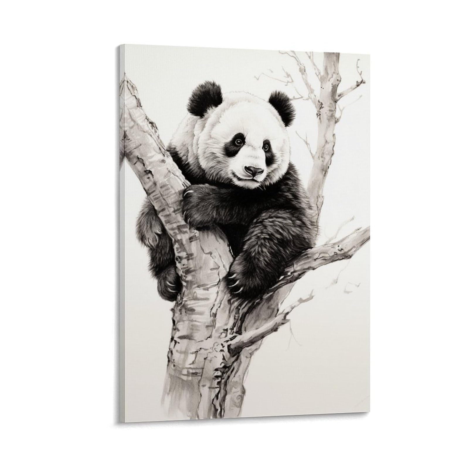 Gmukiffy Tree Panda Painting On Canvas Wall Art Simple Black White Animal Contemporary Stretched And Framed Canvas Prints Artwork For Home Decorations Ready To Hang Wall Decor 20X30inch(50X75cm)
