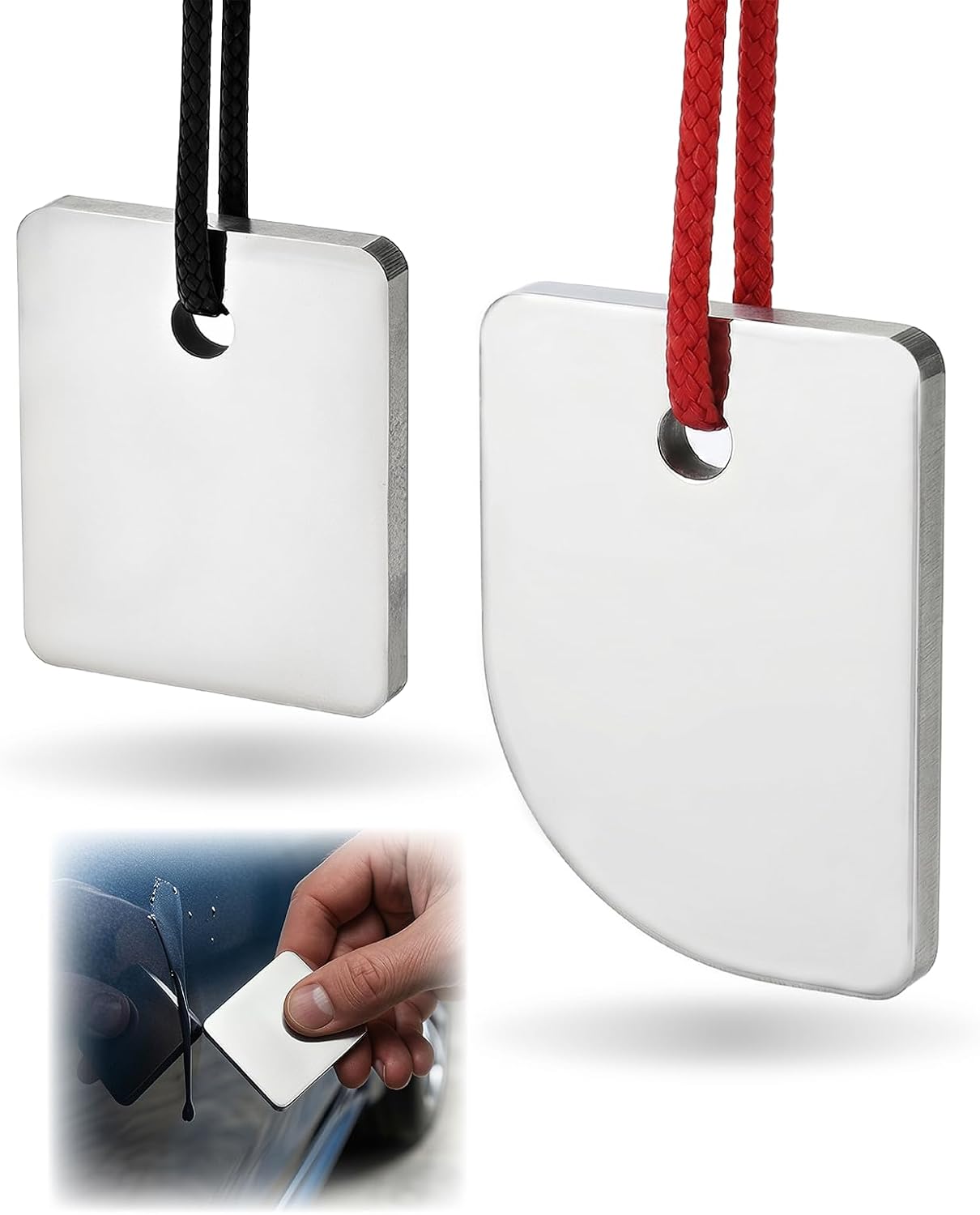2PCS Car Paint Repair Scraper Set - Tungsten Carbide Right & Curved Edge Tool for Denibbing, Spot Repair and Paint Runs