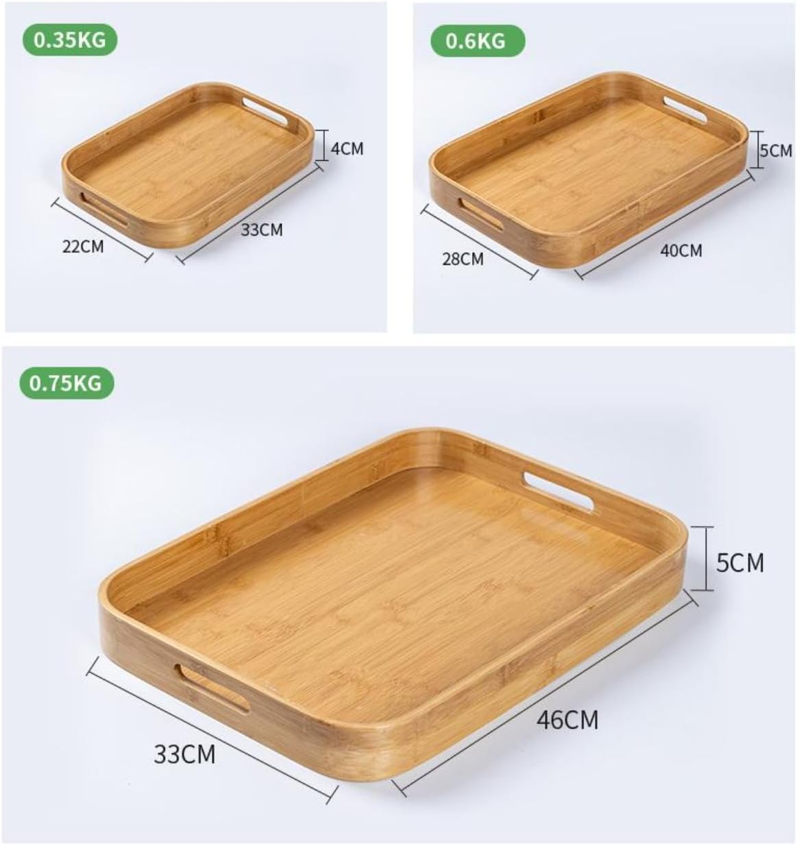 【Dlwk】木製 竹製 取っ手付き 洗える ランチトレー 軽量 耐久性 角型 円形 卓上用 和風 ティー カフェ お盆 ナチュラル