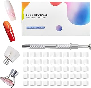 100Pcs Soft Sponges for Ombre Painting Gel with Grabber, Professional Accessories for Ombre Gradient Painting Nail Gel Kit, Manicure DIY Tools (100PCS Sponges & Grabber)