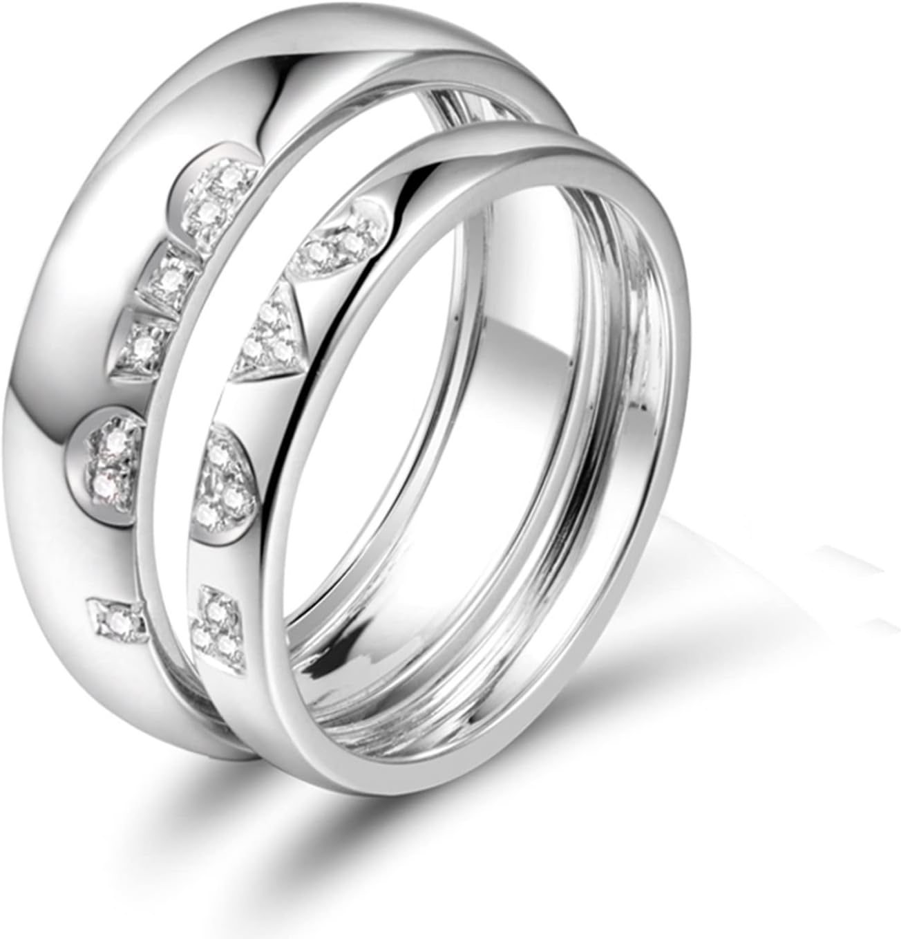 Engagement Ring 18K White Gold, Vintage Wedding Ring Puzzle Heart Diamond Jewelry Ring Proposal Gifts for Men and Women