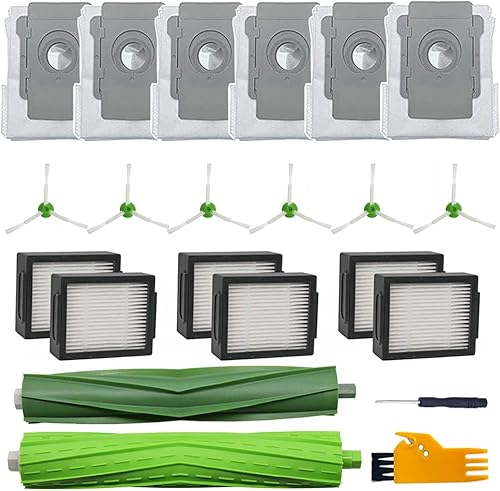 Kit de piezas de repuesto compatible con aspiradora iRobot Roomba i7 i7+ i6+ i8 i3+Plus E5 E6 E7, 1 paquete de cepillo multisuperficie, paquete de 6